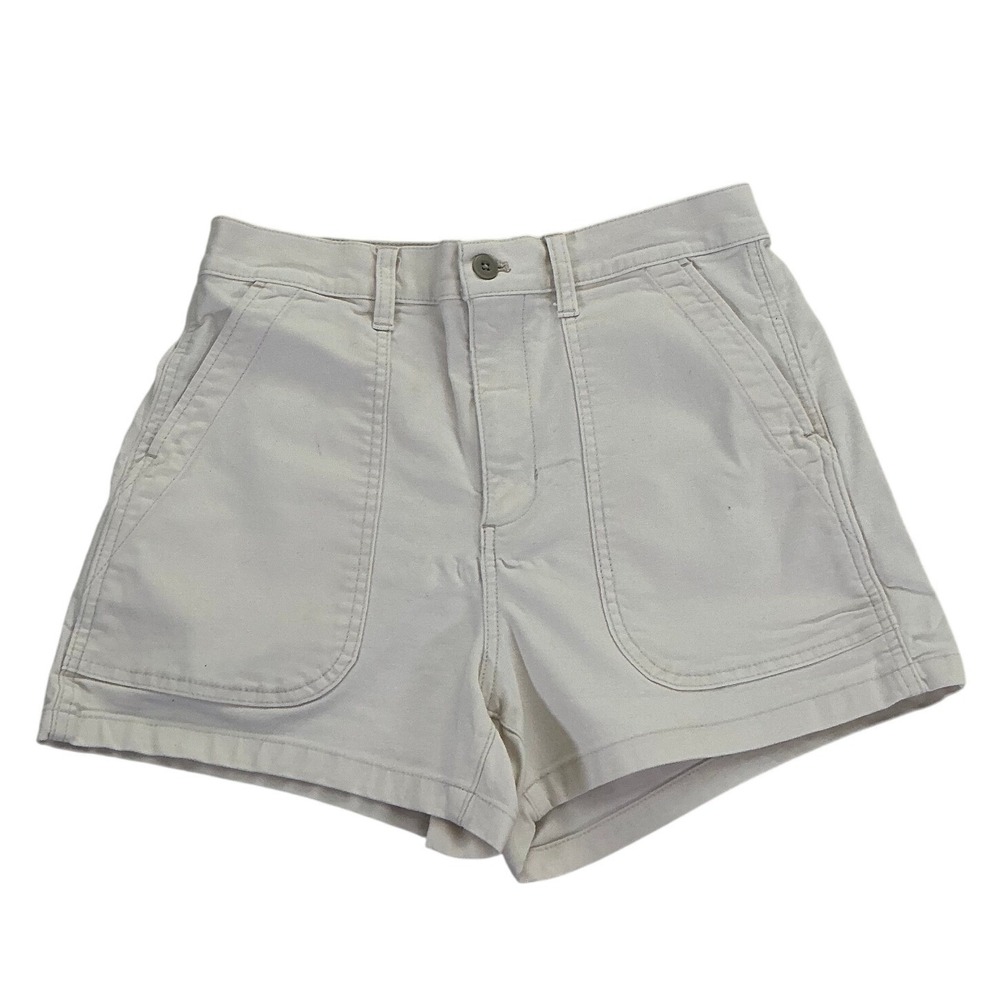MADEWELL High Rise Off White Utility Canvas Shorts Size 28